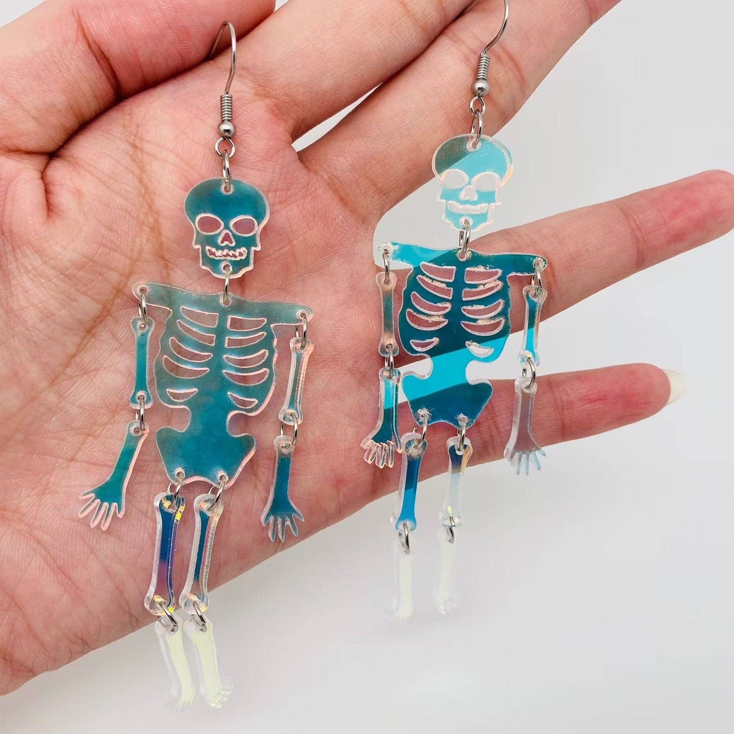 Earrings - Acrylic Reflecting Light Skeleton Dangle