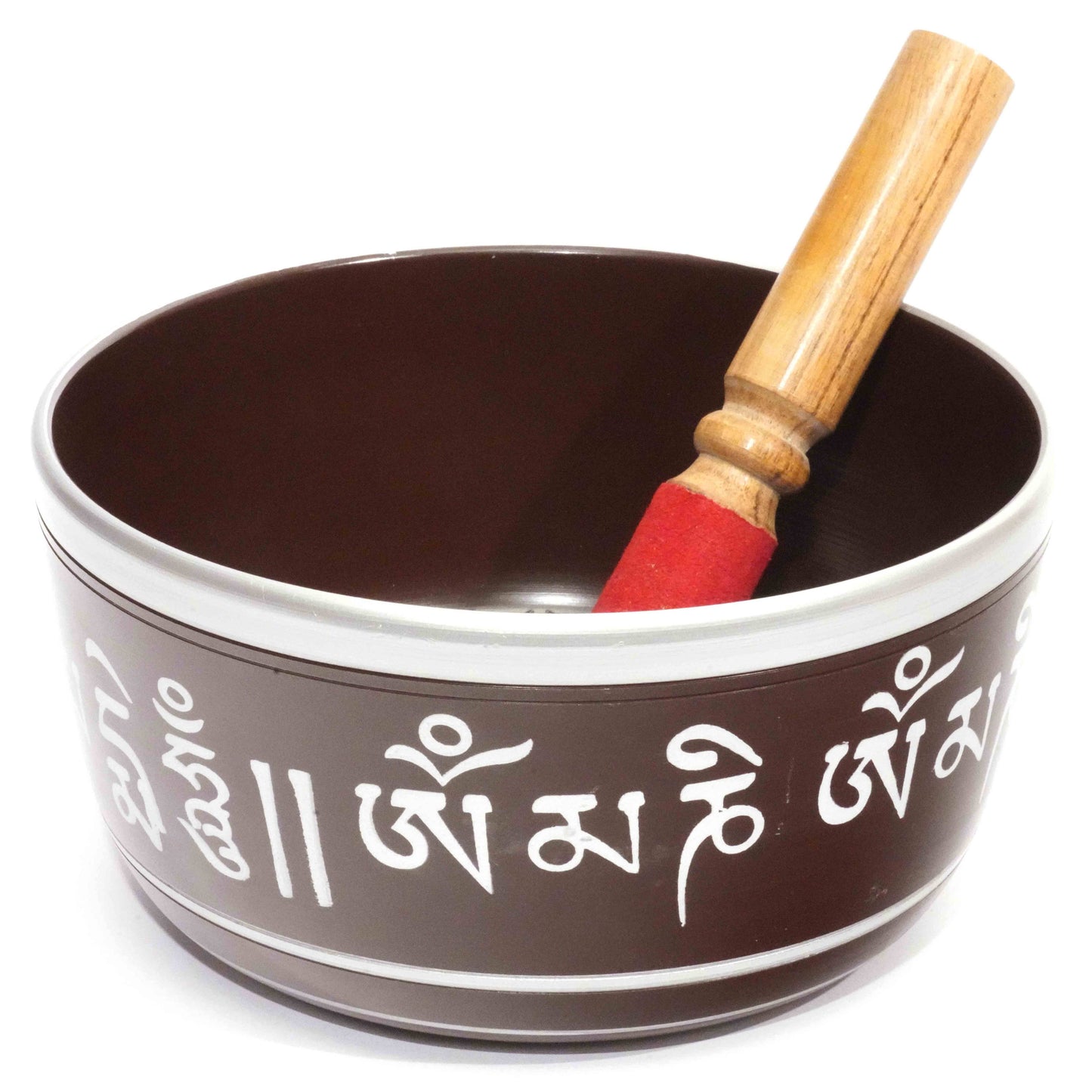 Buddha Singing Bowl - Brown with Silver writing: Purple / Aluminum / 5"Dia
