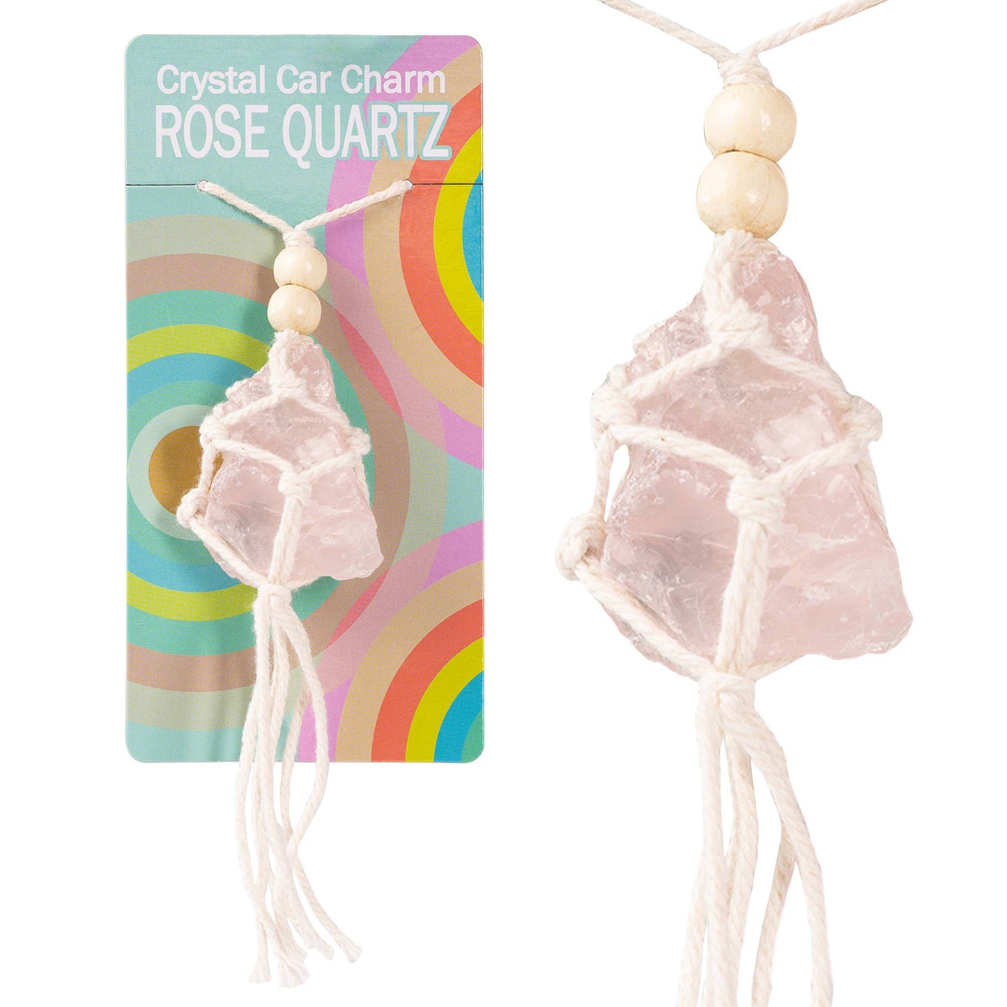 Rose Quartz Free Form Stone Car Charm