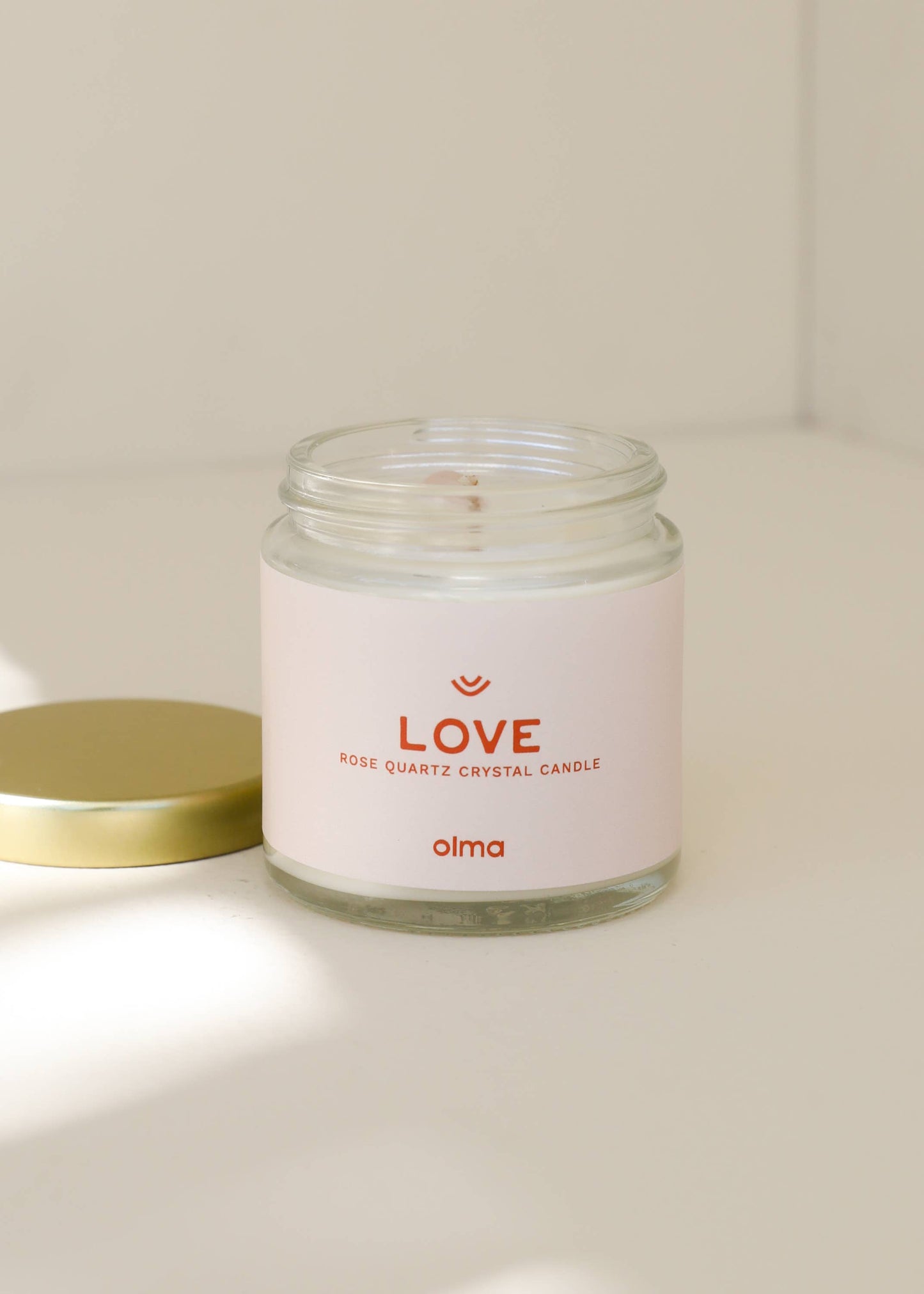 Love Intention Candle - Rose Quartz Crystal - Clear: 9oz