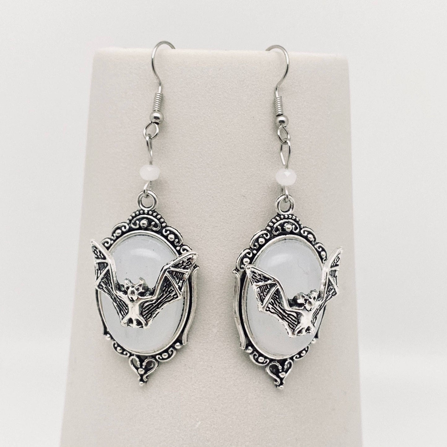 Earrings - Gothic Bat Pendant - Black