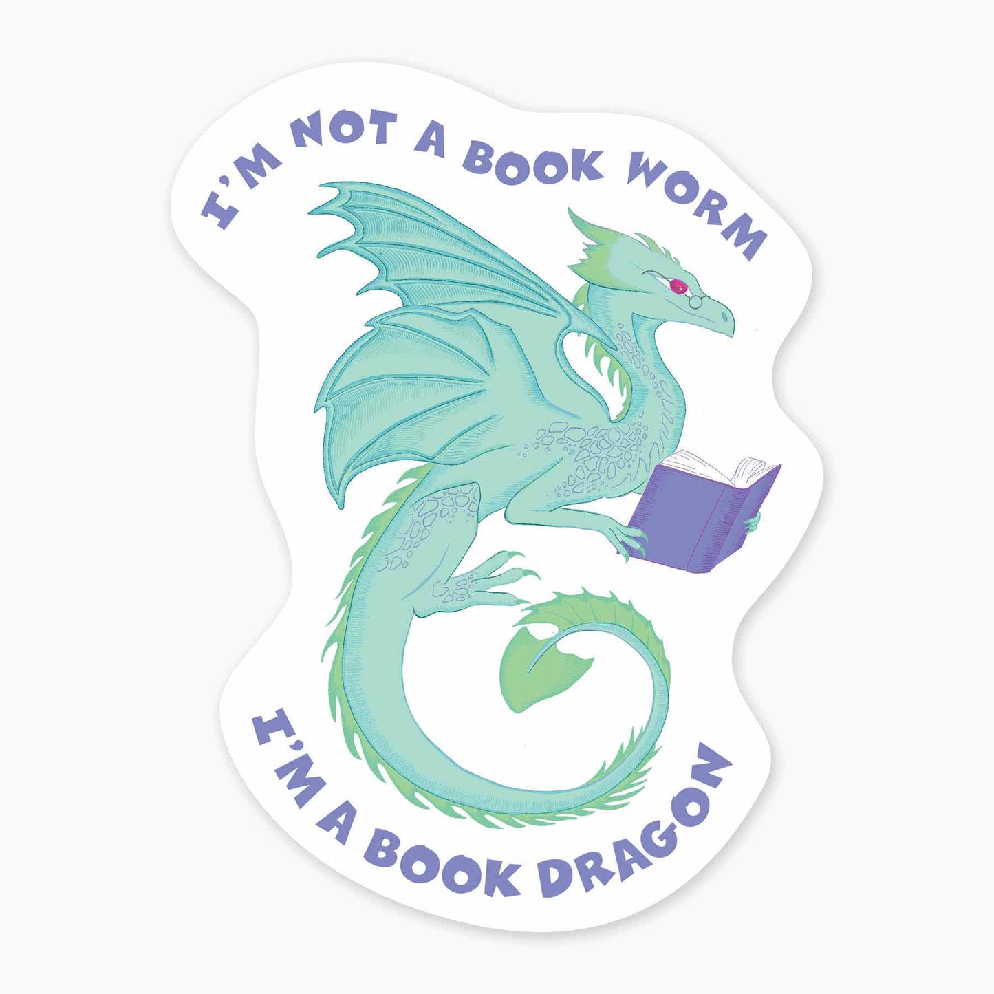 Book Dragon - 3" Art Sticker: No Barcode