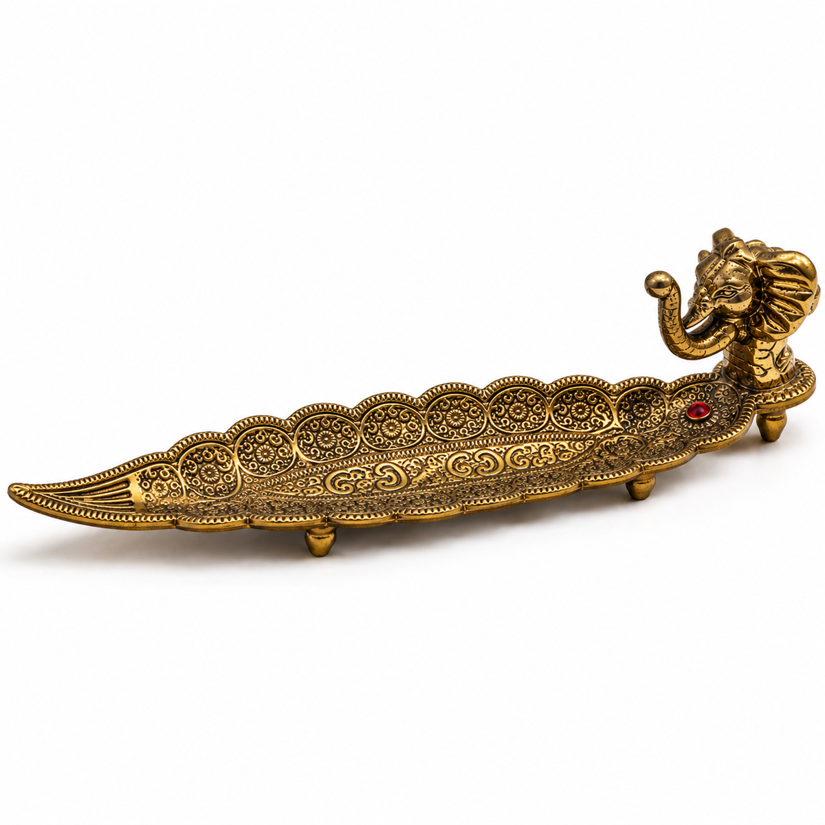 Elephant Incense Stick Holder & Ash Catcher – Ornate Gold-To