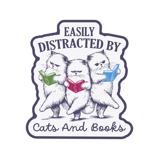 JM Stickers - Adorable Kitty Cat Book Read High Quality Vinyl Sticker