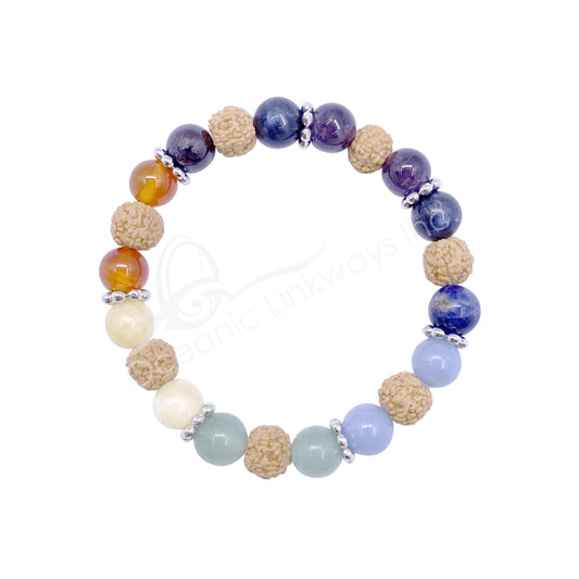 Beaded Bracelet - Chakra & Rudraksha (8-8.5 MM)