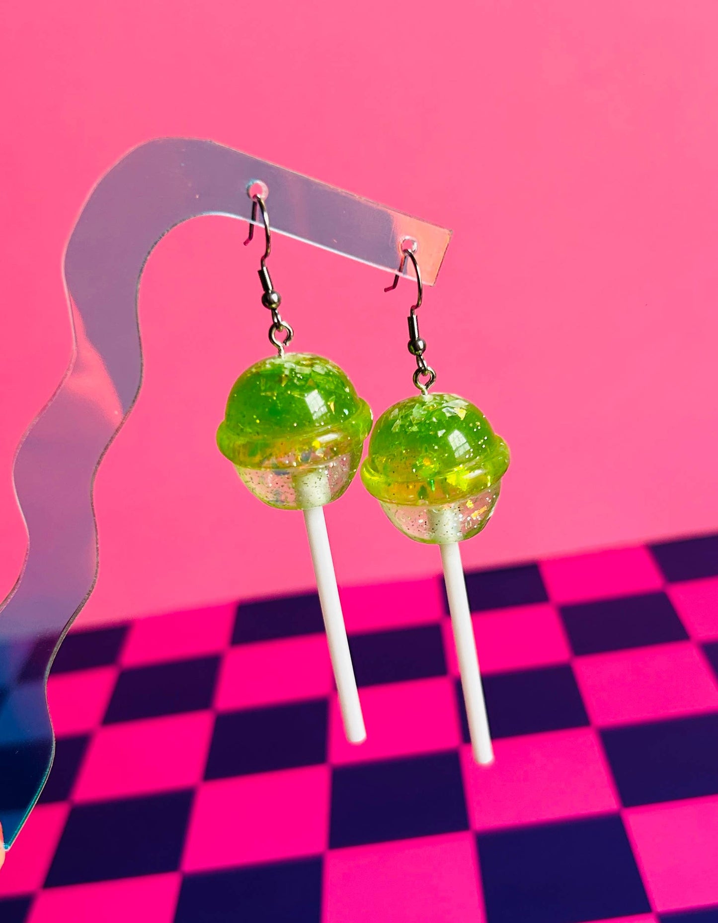 Green Lollipop Earring Food Earrings Funky Earrings