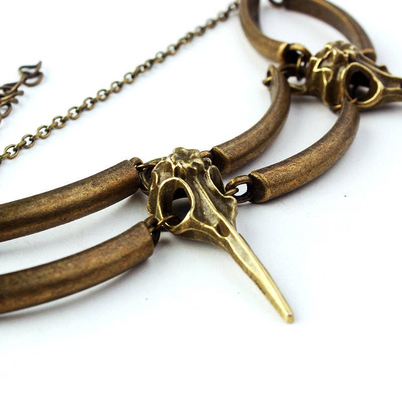 Gothic Retro Bird Skull Necklace