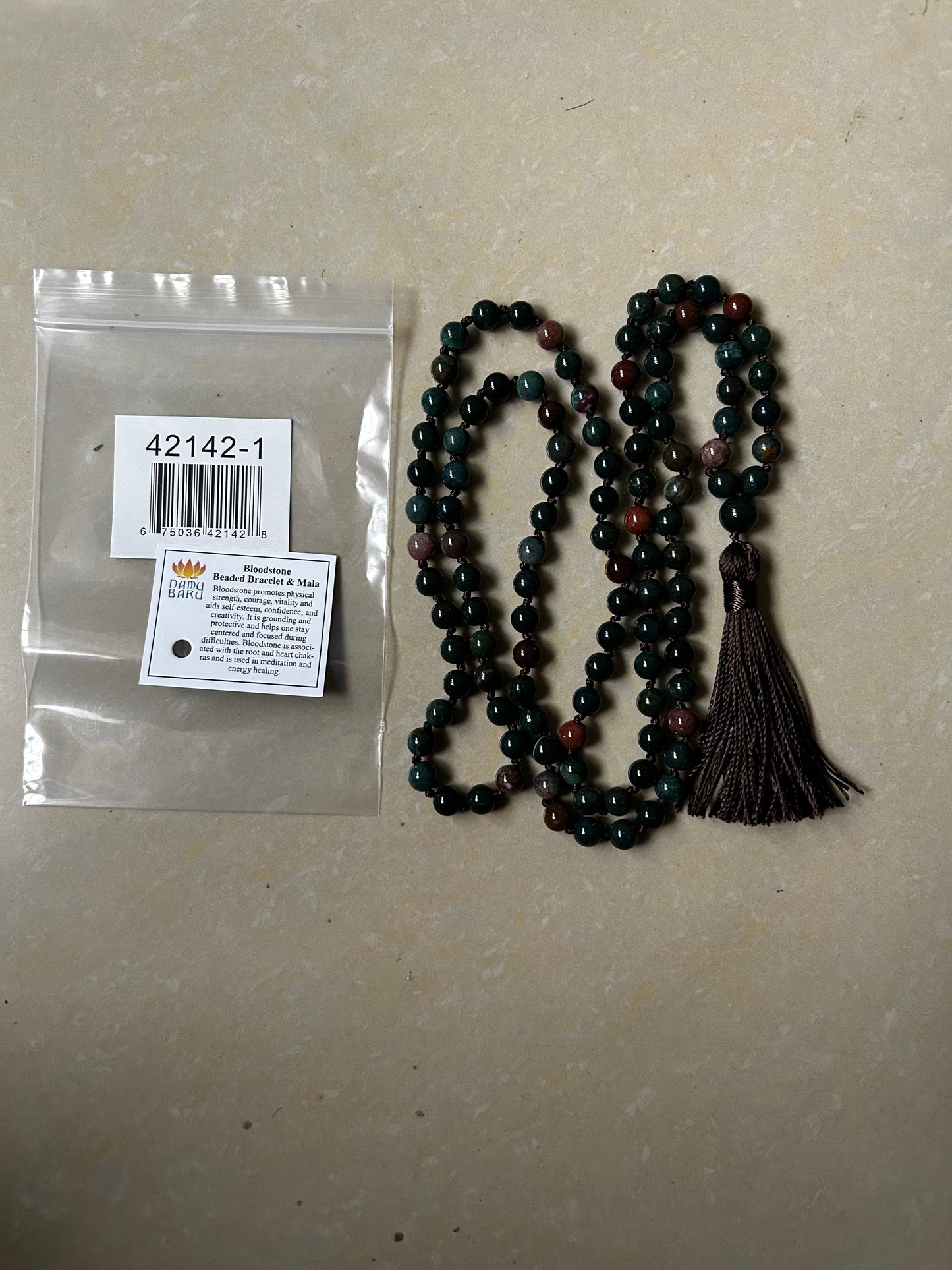 Mala - Bloodstone Knotted 108 Bead Mala 8mm