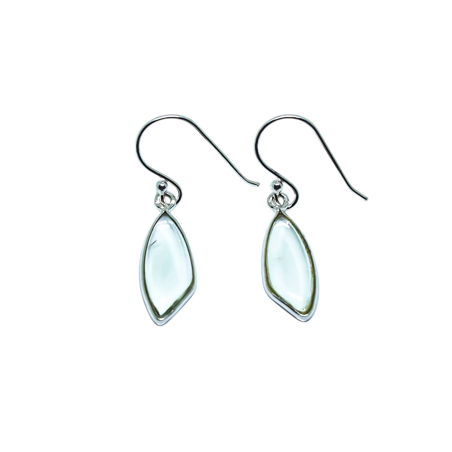 Green Amethyst Abstract Dangling Earrings Sterling Silver