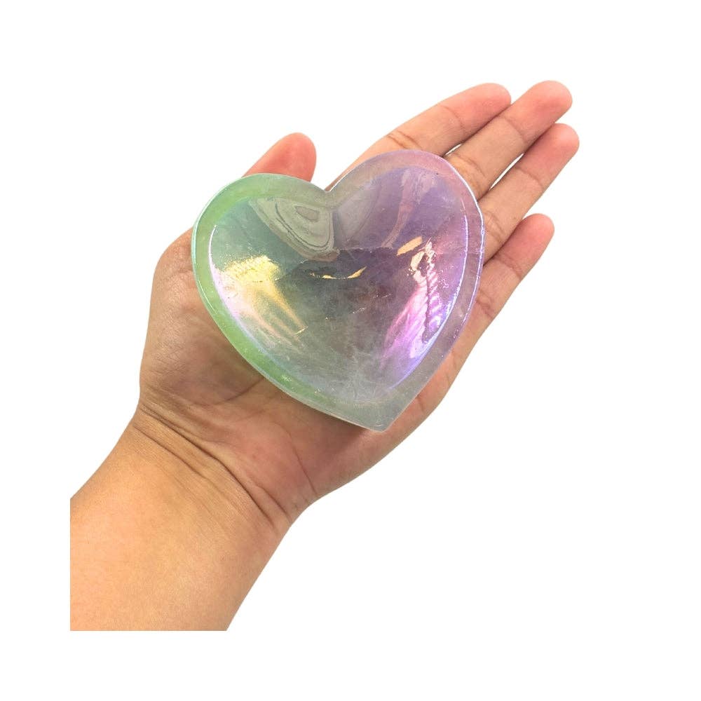 Shaped Crystals - Aura Rainbow Quartz Trinket Dish, Heart