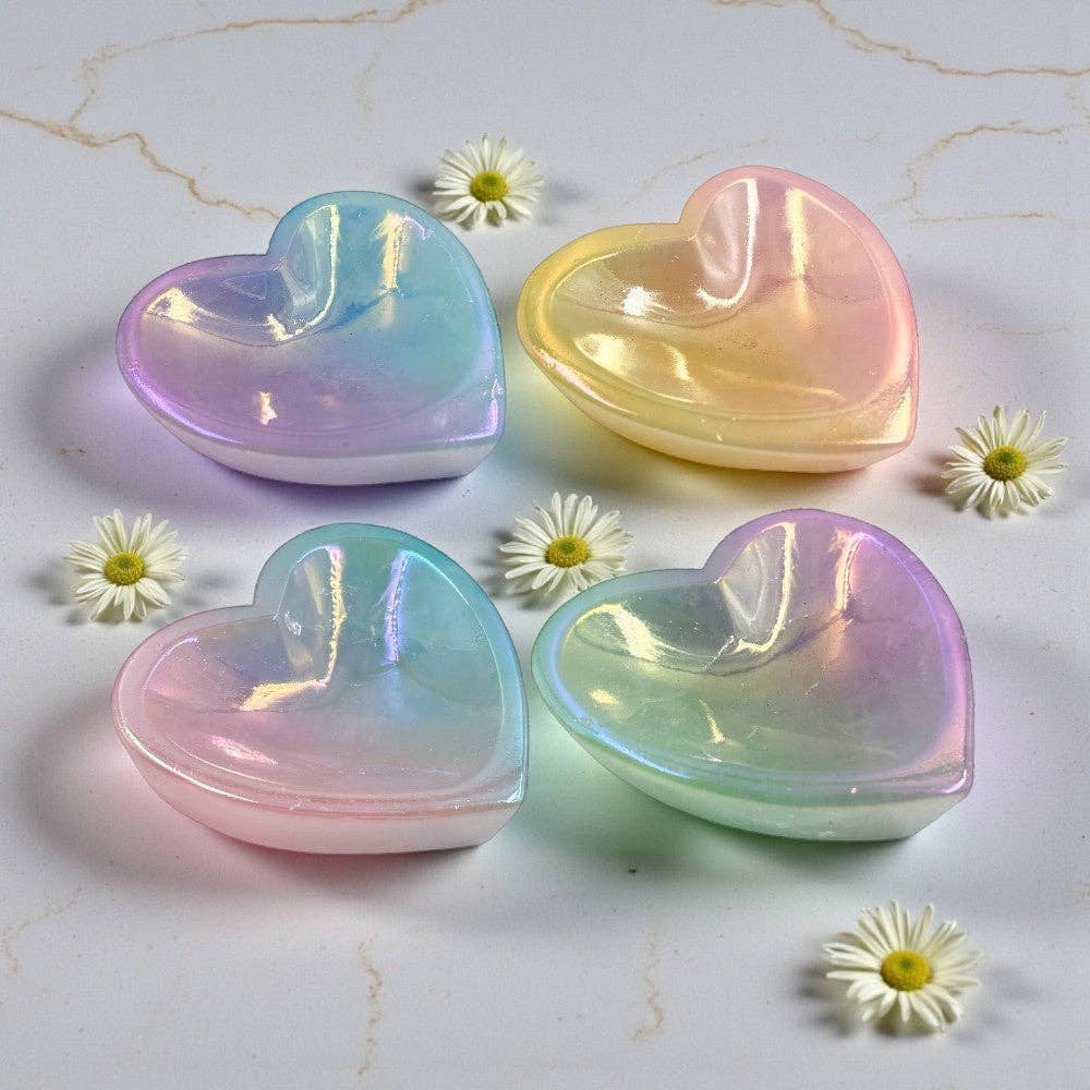 Shaped Crystals - Aura Rainbow Quartz Trinket Dish, Heart