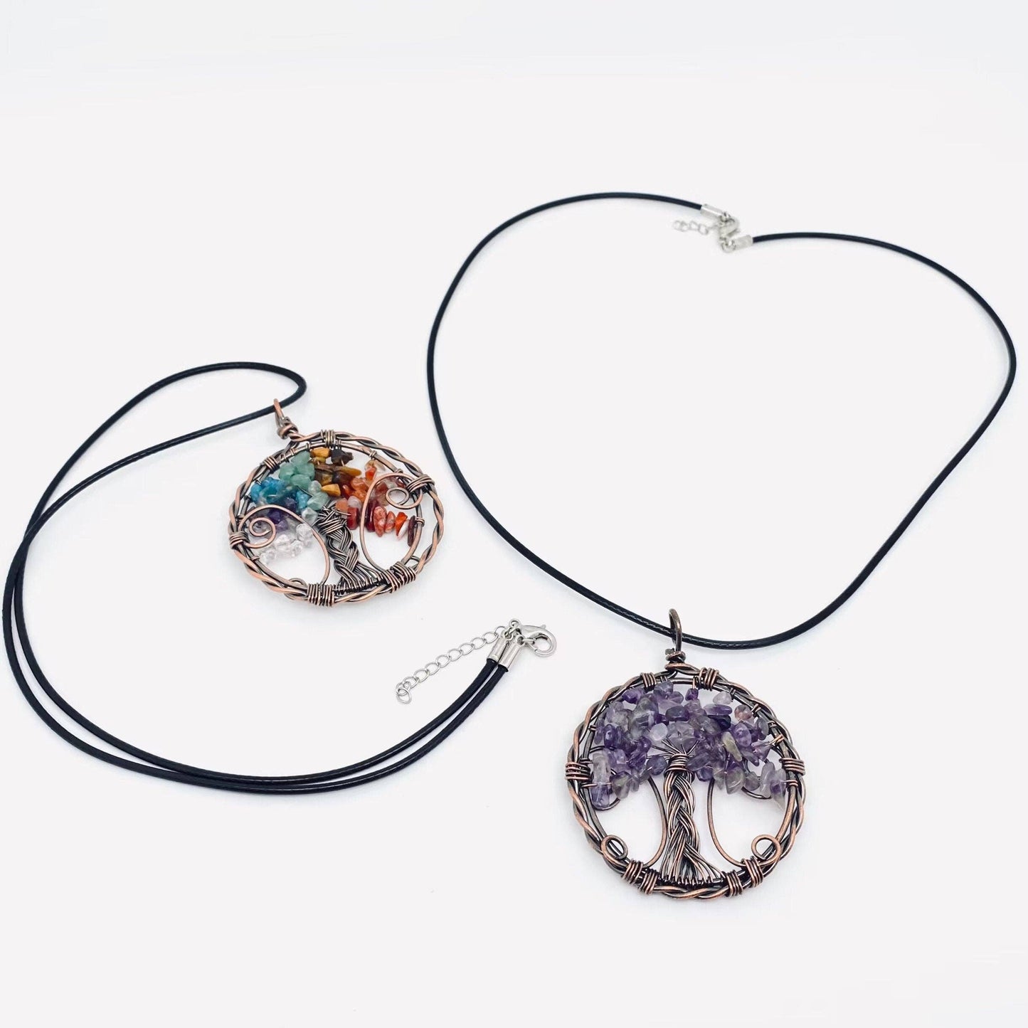Wire-Wrapped Tree of Life Necklace - Green Aventurine