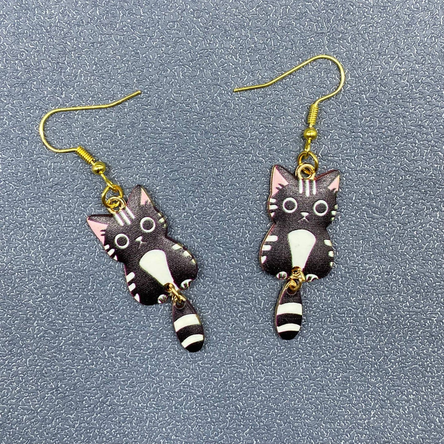 Yellow Cat Dangle Earrings