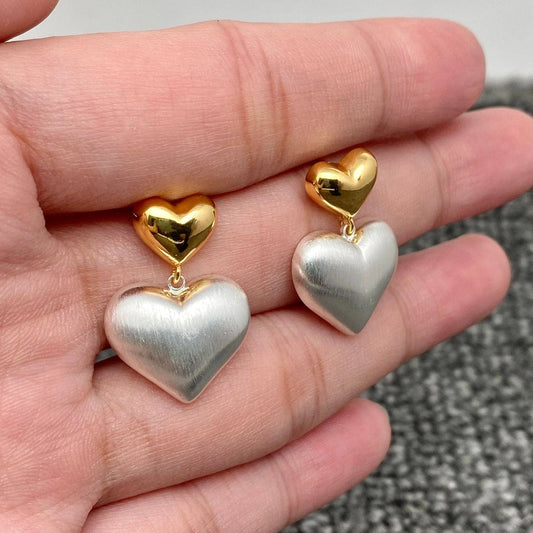 Earrings - Two-Tone Heart