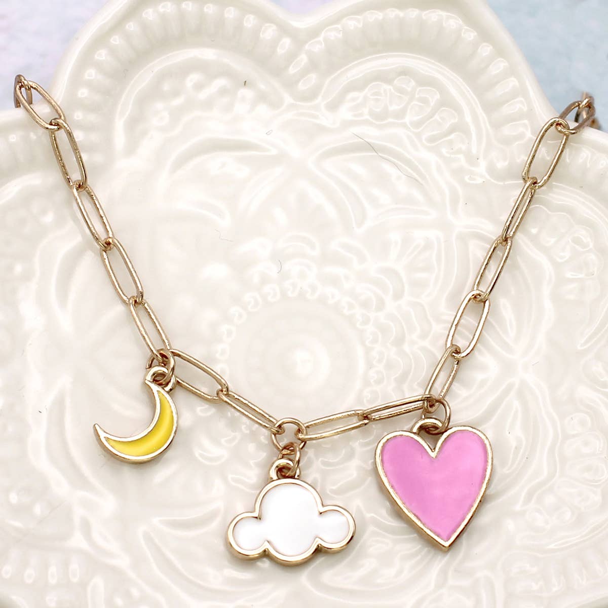 Sweet Dreams Moon Heart Charm Necklace