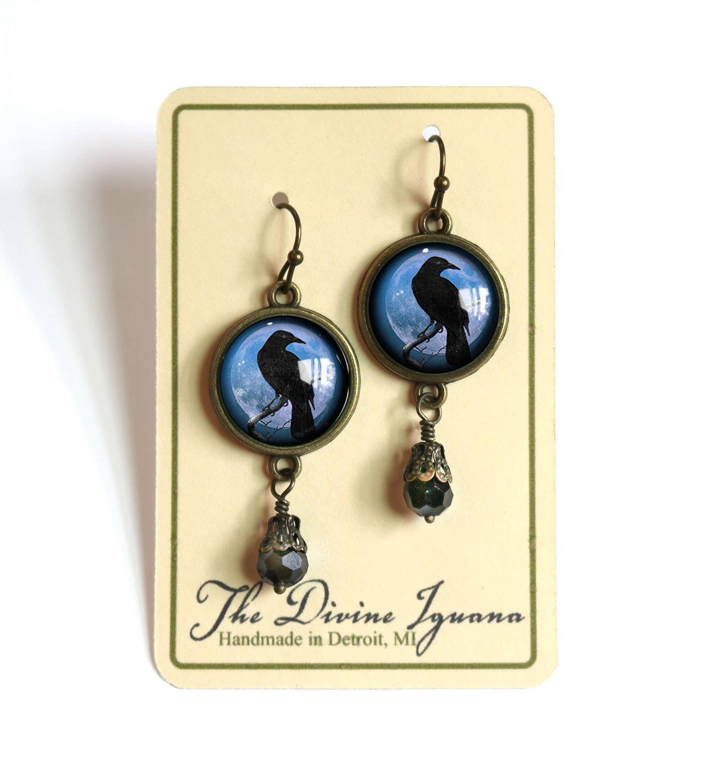 Purple Crow or Raven Goth Halloween Earrings