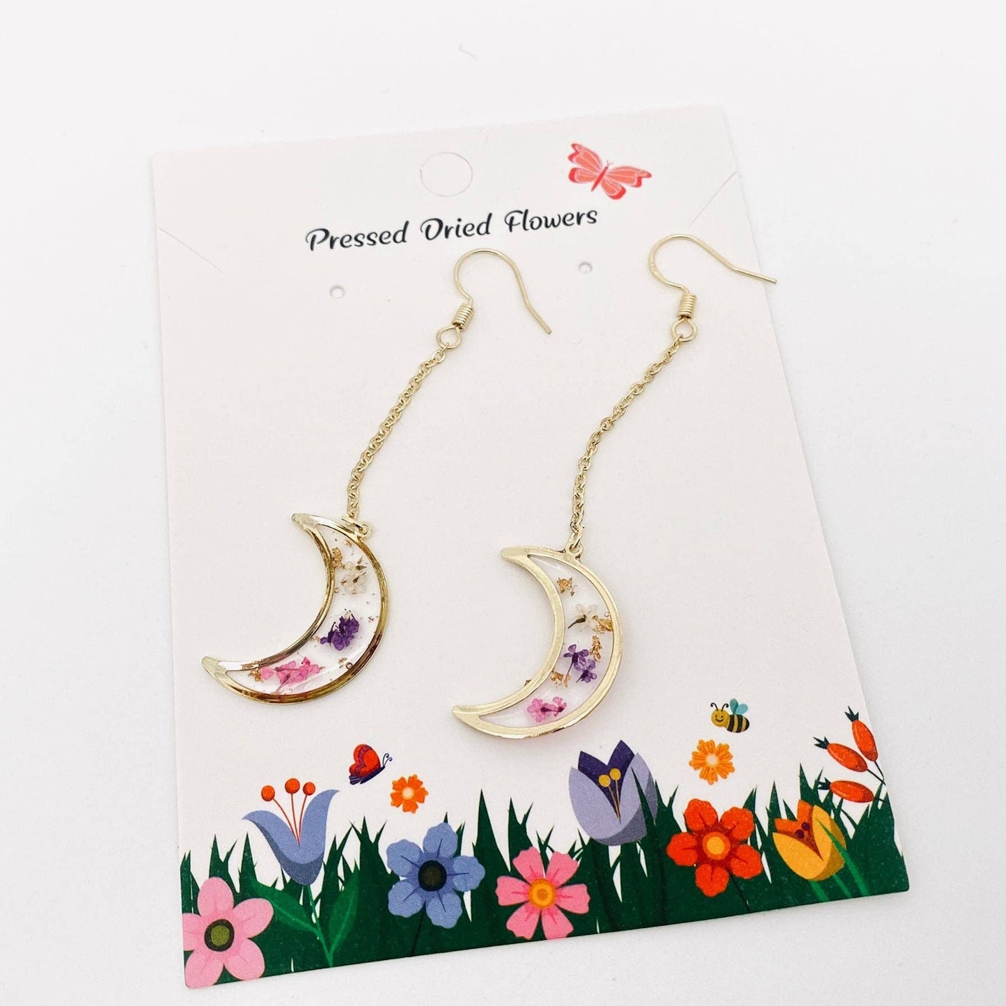 Earrings - Narcissus Moon Genuine Dried Flowers