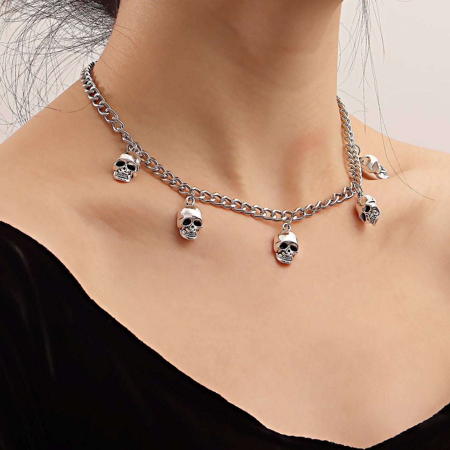 Silver Skulls Pendant Necklace
