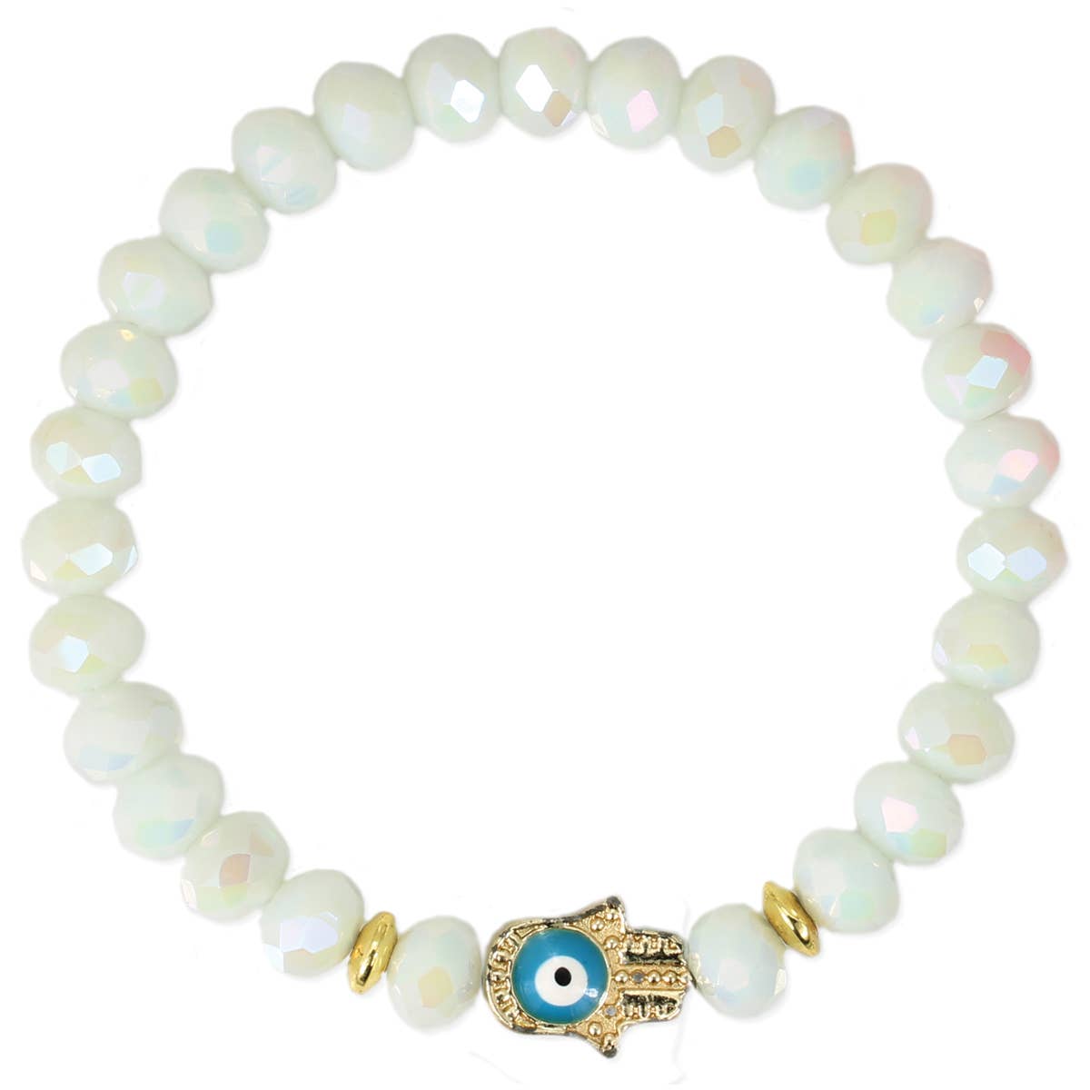 Twinkling Eye White Bead Stretch Bracelet