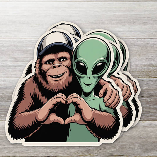 Stickers - OZ - Bigfoot and Alien Love