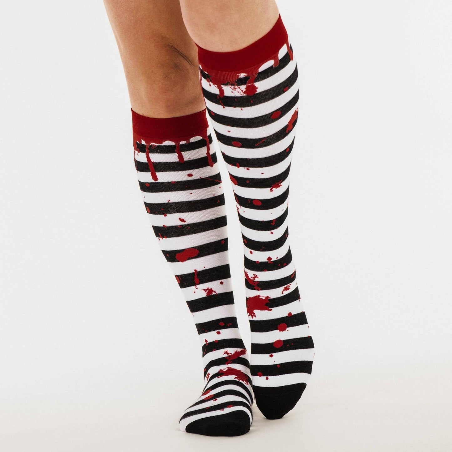 Socks - Foot Clothes - Sanguine Stripes Blood Spatter Knee High