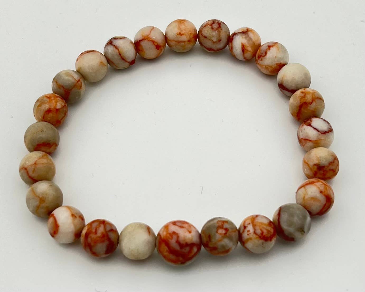 Beaded Bracelet 14 - Red Network Jasper - Wrist Mala - 8mm