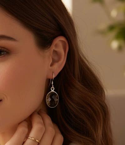 Smoky Quartz Sterling Silver Dangle Earrings