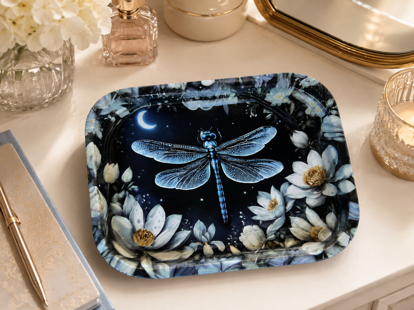 Metal Tray - Moonlit Dragonfly