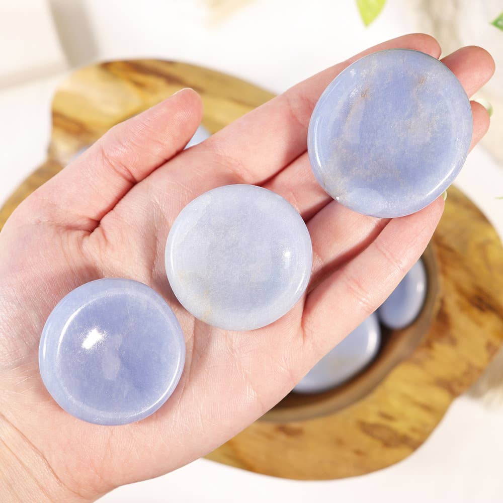 Angelite Worry Stone - Angelite Thumb Stones