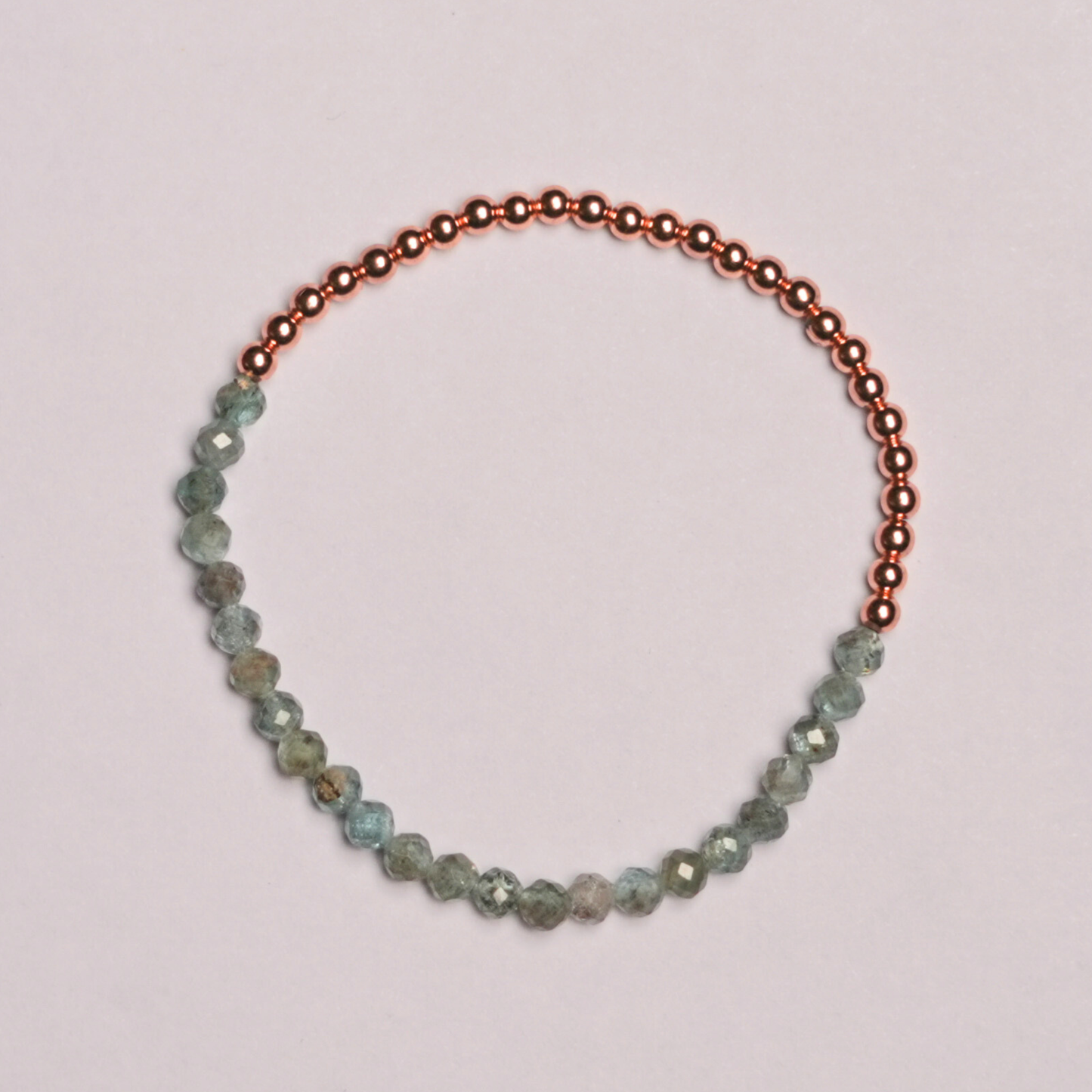 Dainty Blue Apatite beads + Genuine Copper Bracelets