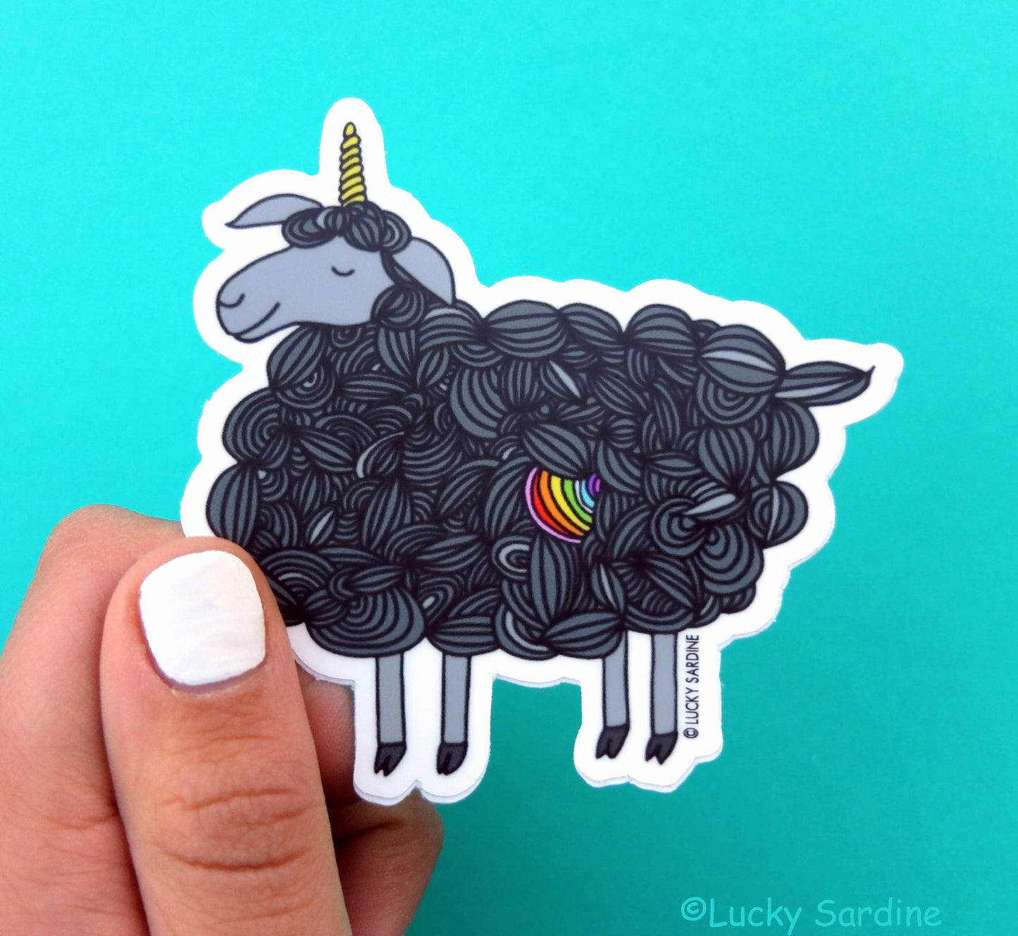 Sticker - LS - Black Sheep Unicorn, Magical Rainbow Self Love