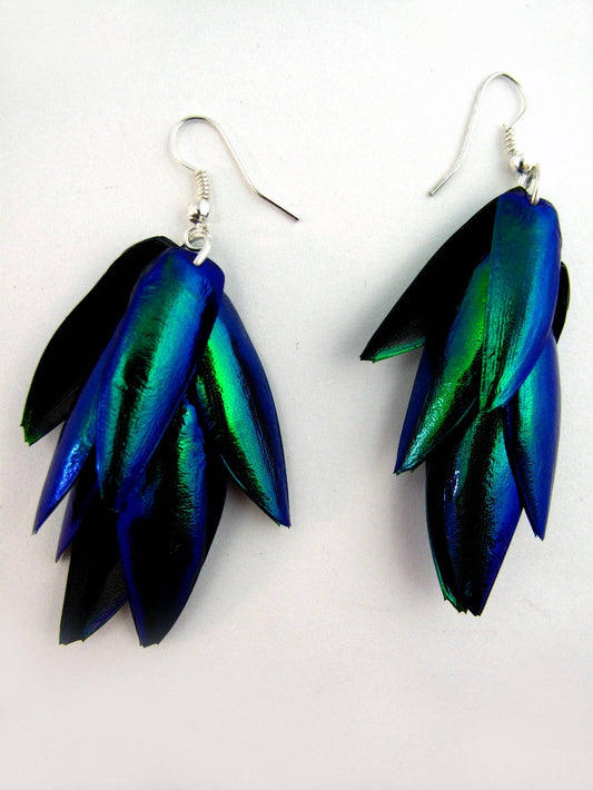 Emerald Beetle Wing Earrings