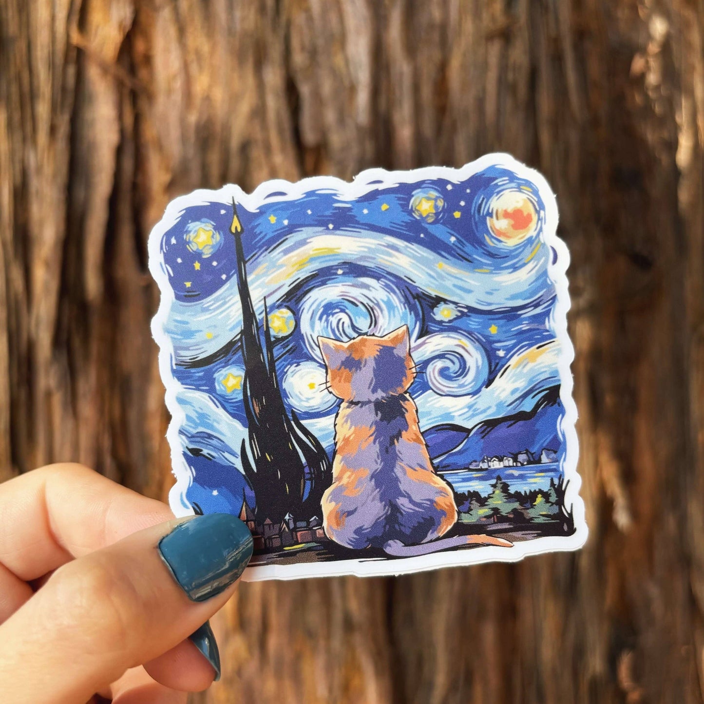 Stickers - S Finn - Starry Night Cat - 2.88 x 3 in