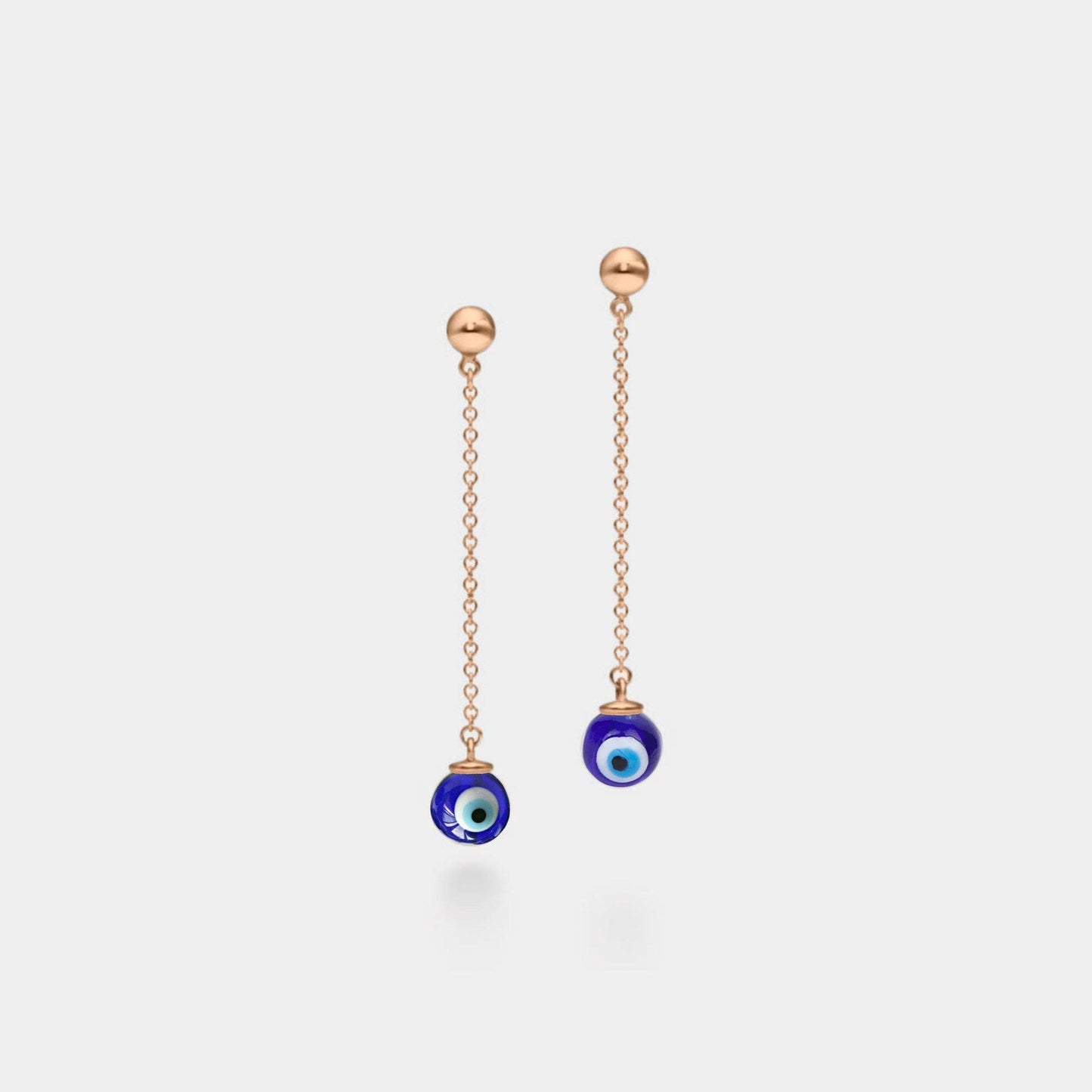 Glass Evil Eye Nazar Drop Earrings in 925 Sterling Silver: Gold