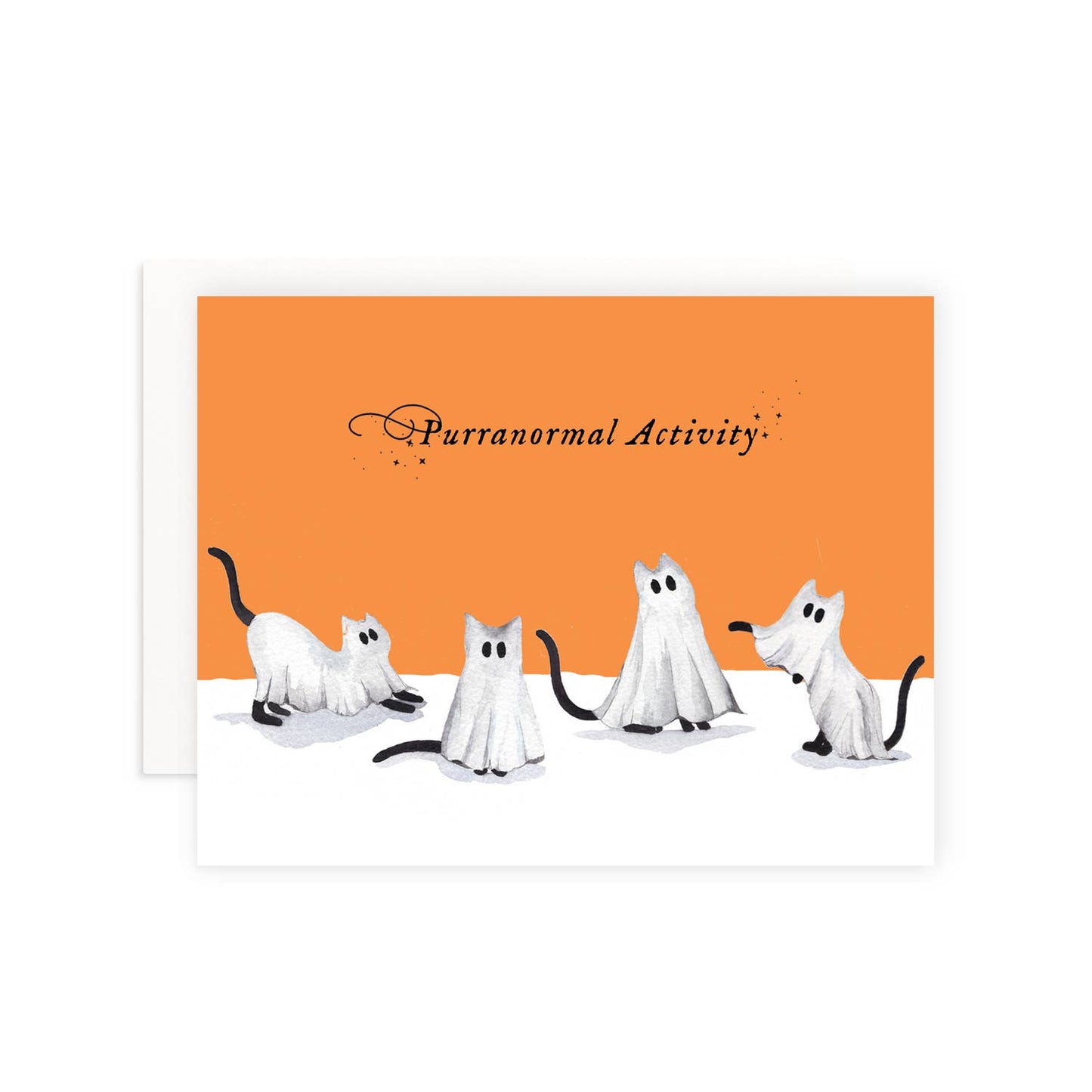 Purranormal Activity Halloween Ghost Cat Greeting Card: Single Card