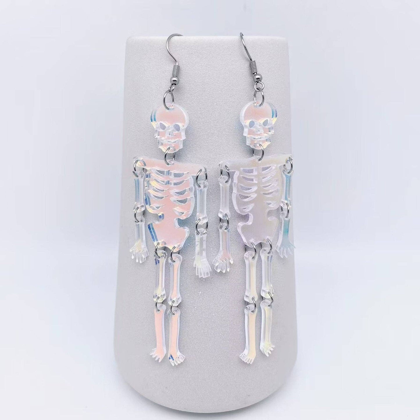 Earrings - Acrylic Reflecting Light Skeleton Dangle