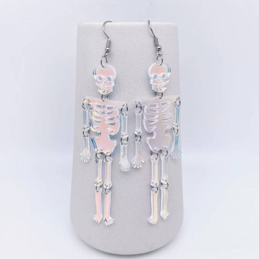 Earrings - Acrylic Reflecting Light Skeleton Dangle