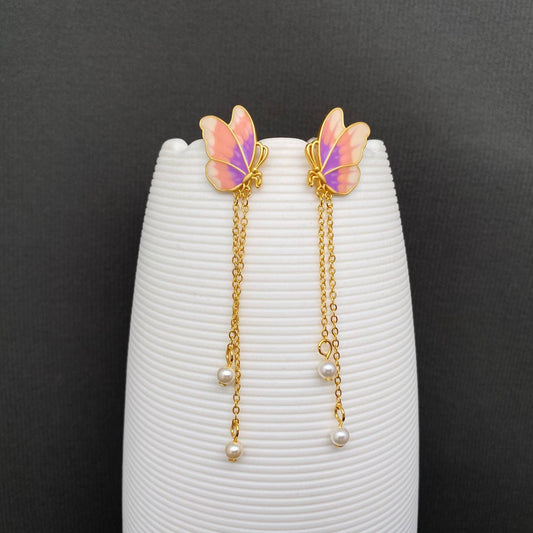 Earrings - Enamel Butterfly & Flower