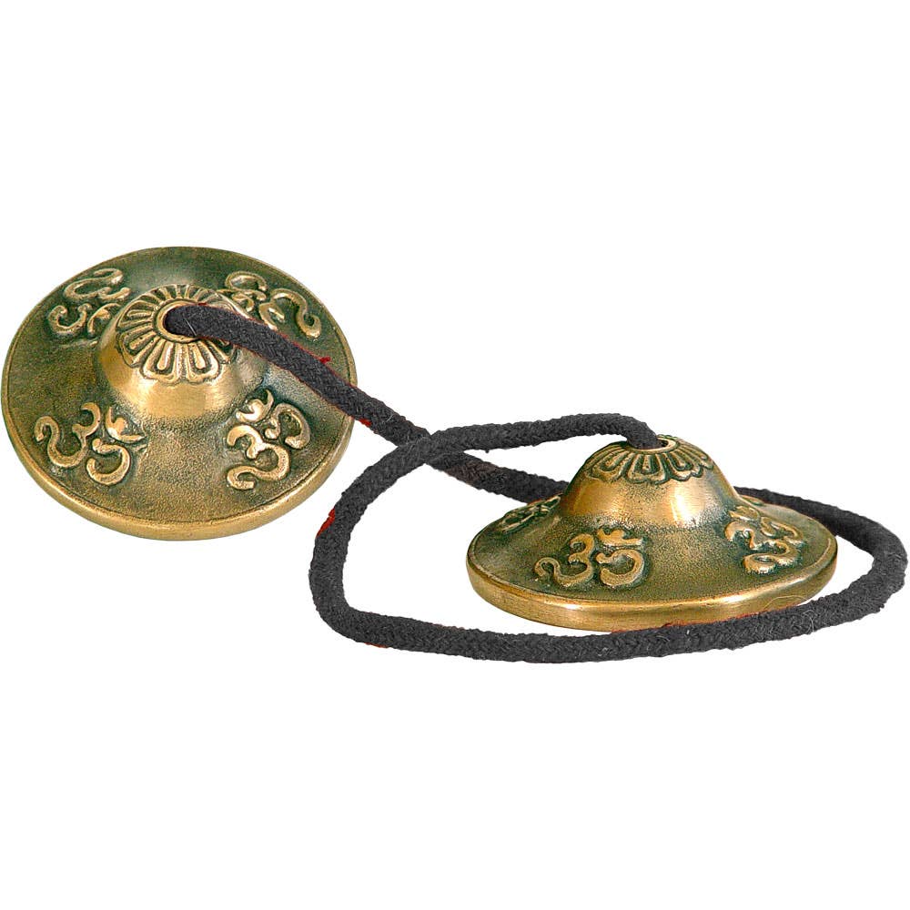 Tibetan Tingshas Small Om Embossed (Each)