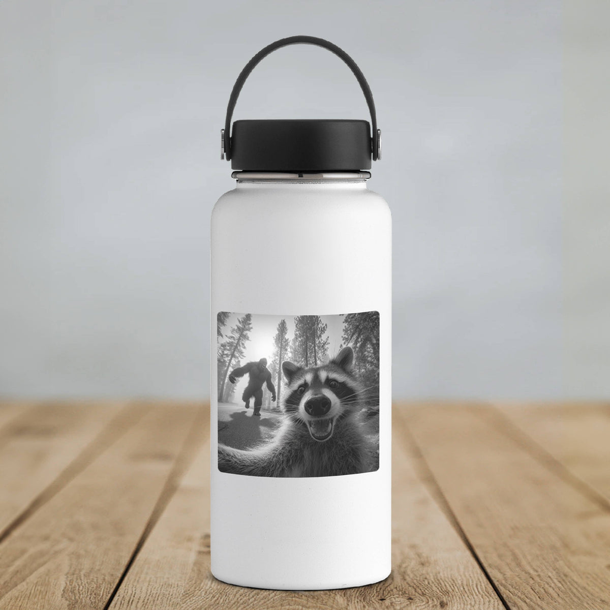 Raccoon Selfie Sasquatch Sticker | Funny Cryptid Vinyl Stick: 3" tall
