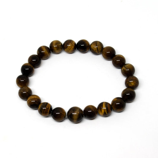Large Size Tiger Eye Beaded Bracelet - Wrist Mala - 10mm