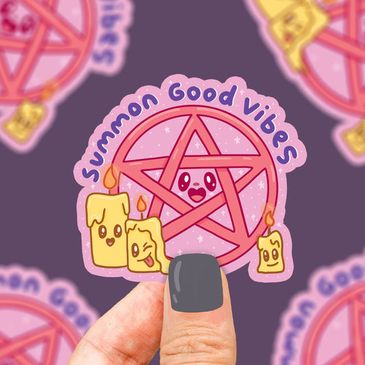 Stickers - TS - Summon Good Vibes Pentagram Gothic Kawaii Vinyl