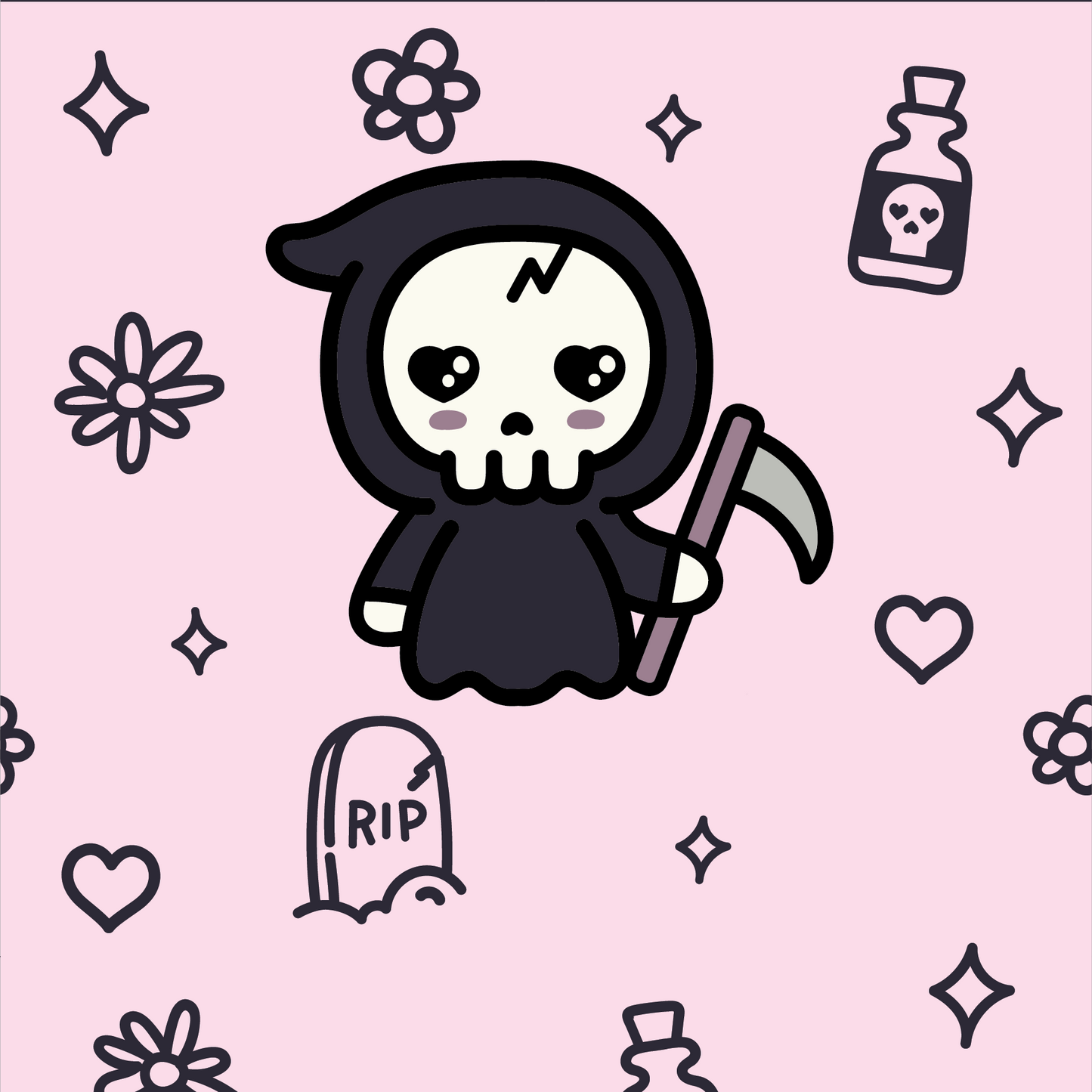 Socks - Foot Clothes - Pastel Goth Grim Reaper Crew