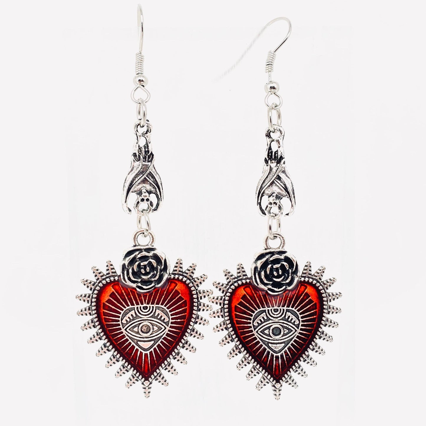 Earrings - Gothic Bat Heart