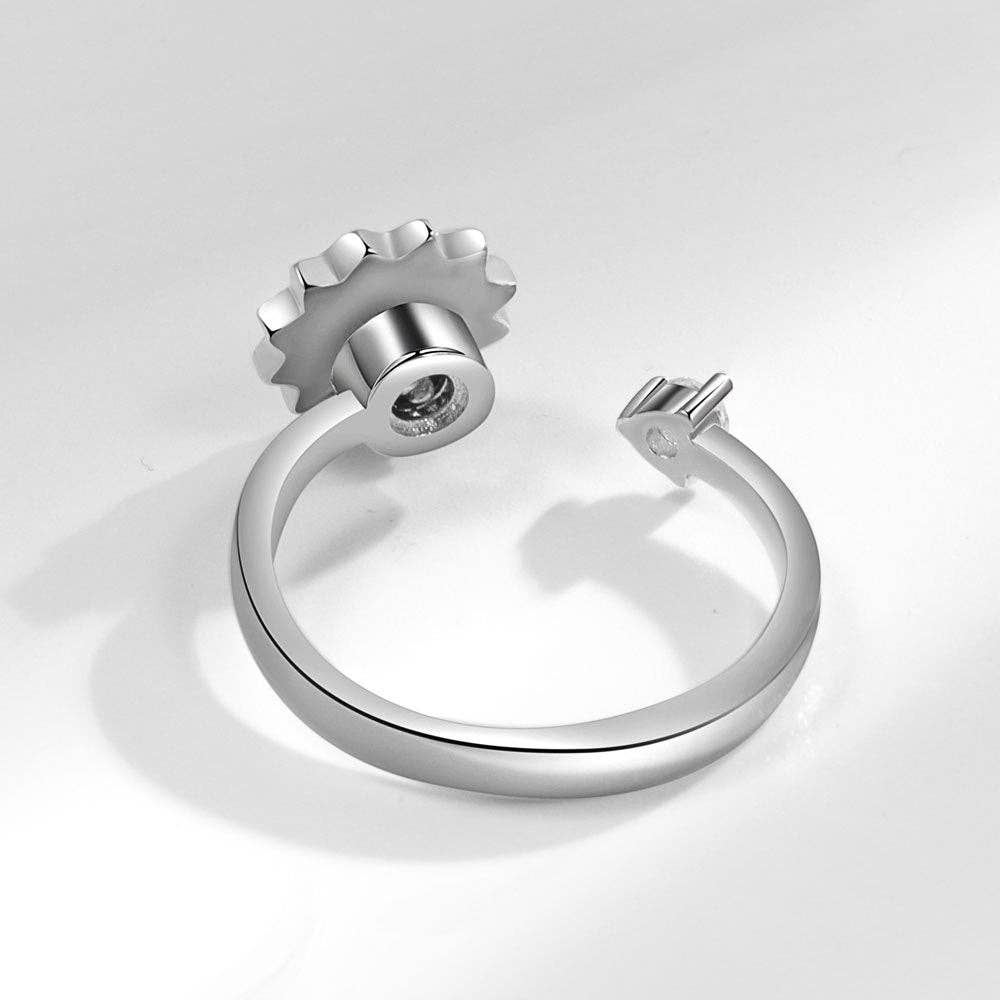 Smiley Sunflower Anxiety Fidget Spinner Ring in Solid Copper