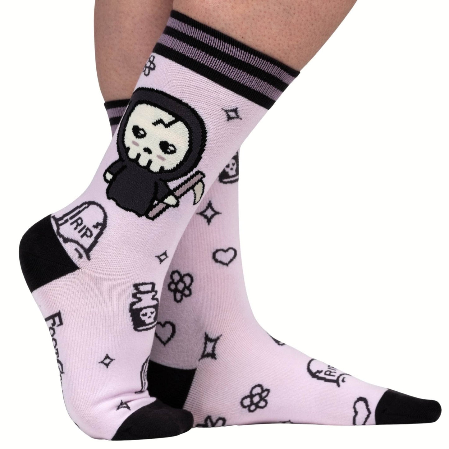 Socks - Foot Clothes - Pastel Goth Grim Reaper Crew