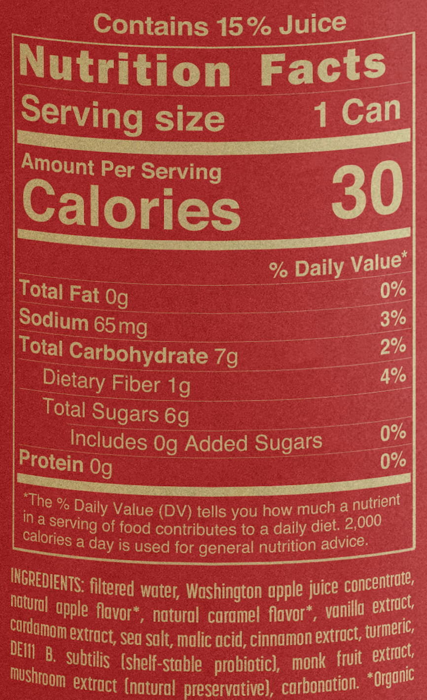 Honeycrisp Cardamom Probiotic Soda - No Added Sugar - 12oz