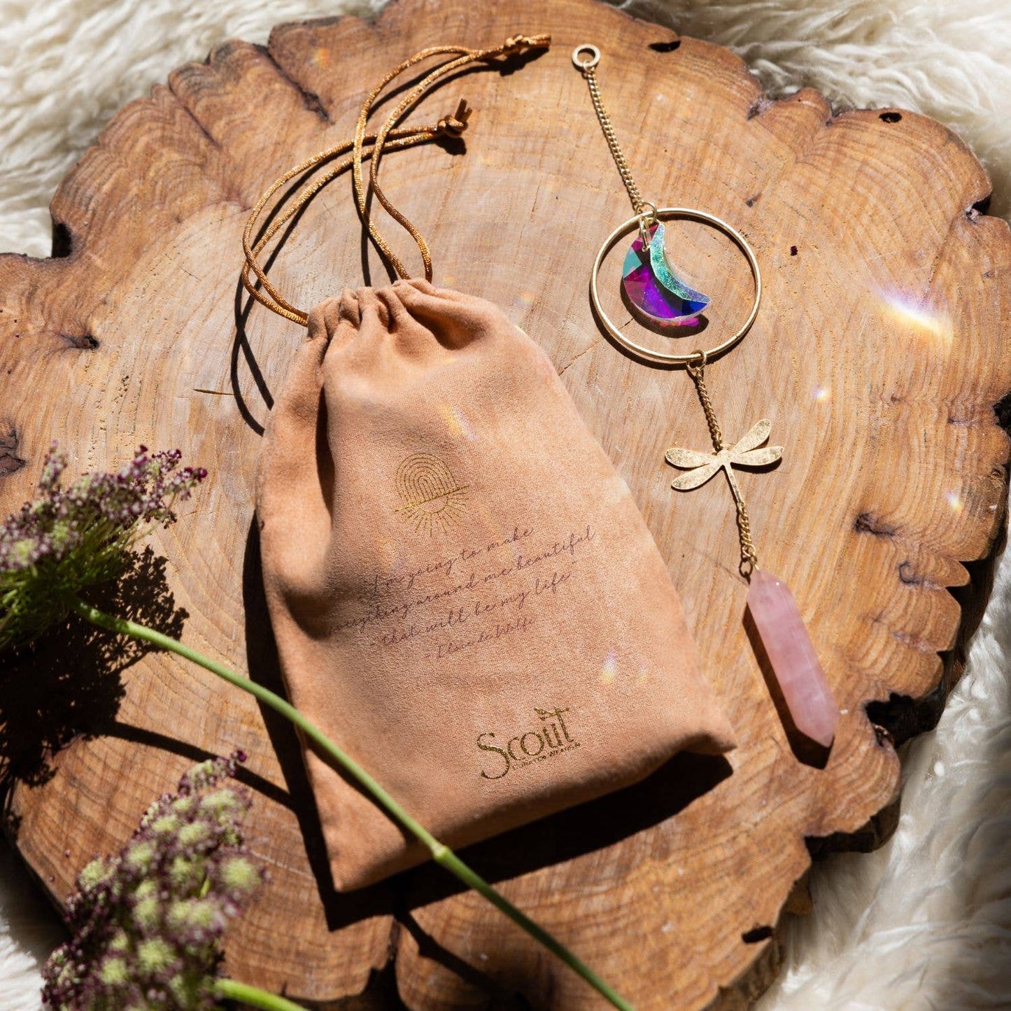 Stone Suncatcher - Sun Rays/Black/Blue Agate