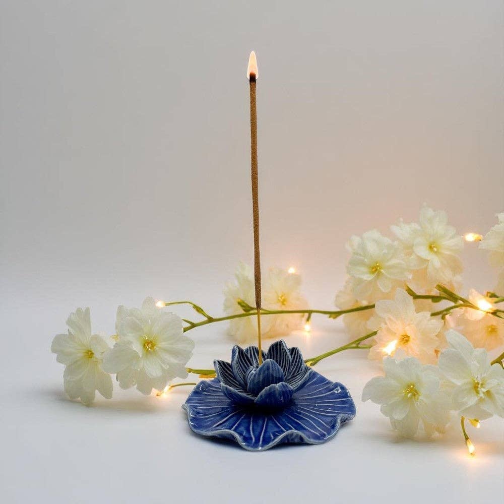 Ceramic Lotus Leaf Incense Holder