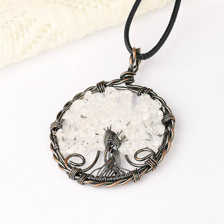 Wire-Wrapped Tree of Life Necklace - Green Aventurine